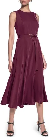 Karl Lagerfeld Belted Sleeveless Midi Dress in Port at Nordstrom, Size 12