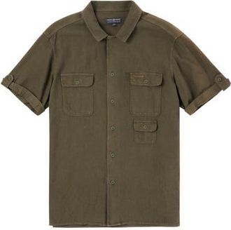 Amundsen & Scott Travellers Linen SS Mens in Olive at Nordstrom, Size Xx-Large