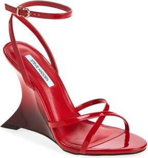 Steve Madden Layers Ankle Strap Wedge Sandal in Red Patent at Nordstrom Rack, Size 8.5