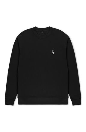 Dalix Astronaut Relaxed Midweight Fleece Crewneck Sweatshirt in Black at Nordstrom, Size Xx-Large