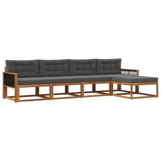 vidaXL Conjunto De Sof&aacute;s De Exterior 5 Pcs Natural Y Antracita Vidaxl