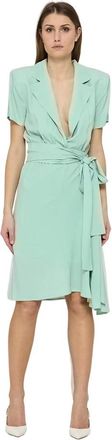 Federica Tosi Kleedjes - Dames - Wikkelkleedje - Groen - S - Polyester - Kleedjes