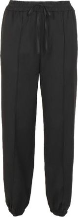 Jil Sander Zwarte Gabardine Broek met Elastische Tailleband - Dames - Sweatpants - Zwart - S - Broeken