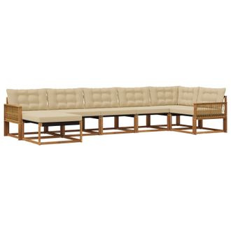 vidaXL Conjunto De Sof&aacute;s De Exterior Con Coj&iacute;n 7 Pcs Natural Y Beige Vidaxl