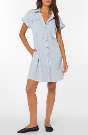 Velvet Heart Stripe Short Sleeve Seersucker Mini Shirtdress in Muted Peri Stripe at Nordstrom Rack, Size X-Small