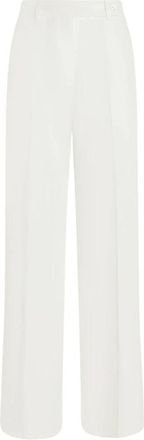 Kiton Broeken Linen - Dames - Wijde Broeken - Wit - L - Leer - Broeken