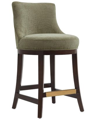 Manhattan Comfort Lucia Chenille Counter Stool With Beech Wood Legs