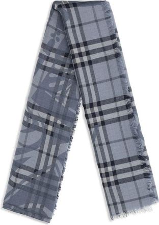 Burberry Womens Blue Wool Oves Aries Foulard Accessory