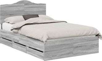 vidaXL Estructura De Cama Gris Sonoma 120 X 190 Cm Madera Ingenieril Vidaxl