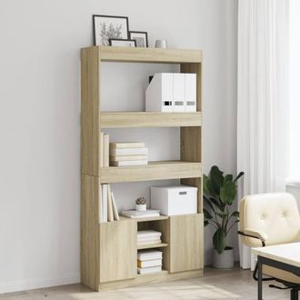 Berkfield Home Highboard&not;Sonoma Oak 92x33x180 cm Engineered Wood in Light Brown | Size: 92 x 33 x 180 cm