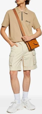 Balmain Mens Signature Polo Shirt - Tan Cotton - Size Small