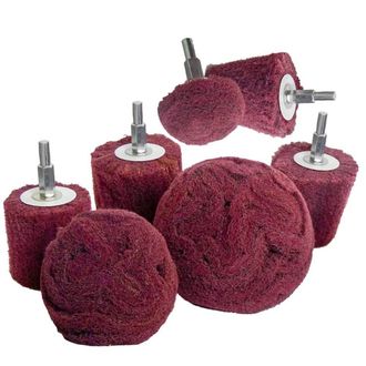 OEM Para Pulir (cepillar) Cabezal Con Forma De Estropajo: 7 Piezas De Almohadillas Abrasivas Rojas No Tejidas Para Taladro Con Mango De 1/4 Para Colectore