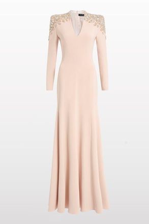 Jenny Packham Nila Beaded V-Neck Maxi Dress in Morganite at Nordstrom, Size 10 Uk