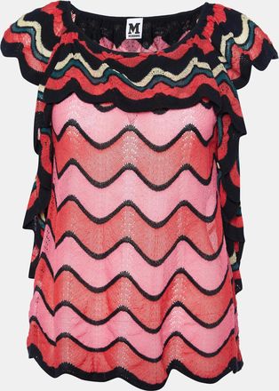 M Missoni Multicolor Patterned Ruffled Knit Top