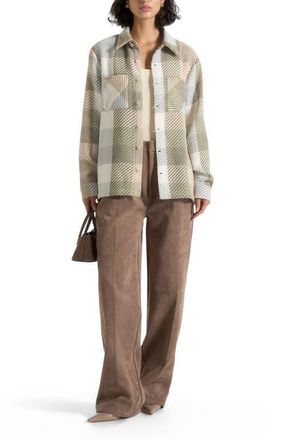 Mani&egrave;re De Voir Rune Unisex Check Overshirt in Sage at Nordstrom, Size Xx-Small