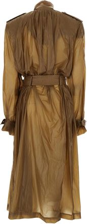 Saint Laurent Womens Trench Coat Beige Cotton