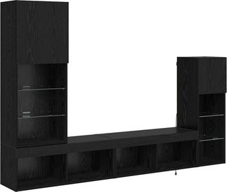 vidaXL Unidades De Pared Para Tv Montaje En La Pared 4 Pcs Roble Negro Vidaxl