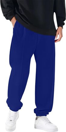 Generic 2025 Trousers Mens Fleece Casual Pants Elastic Cuff Joggers Comfortable Pants Soft Warm Winter Trousers Relaxed Fit Outdoor Sports Sweatpants (Blue, M
