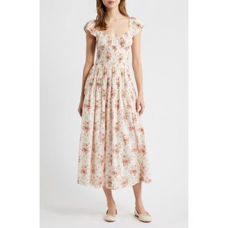 D&ocirc;en Quinette Organic Cotton Voile Midi Dress in Lantana Floral at Nordstrom, Size Xx-Large