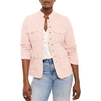 Mint Velvet Cotton Blend Boucle Jacket in Light Pink at Nordstrom, Size X-Small