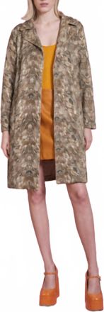 JayLey Faux Suede Snakeskin Effect Trench Jacket In Mocha