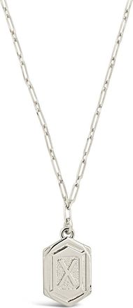Sterling Forever Hexagon Tag Initial Necklace
