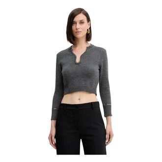 Simona Corsellini Truien & Vesten, Dames, Grijs, XL, Wol, Trui met V-hals