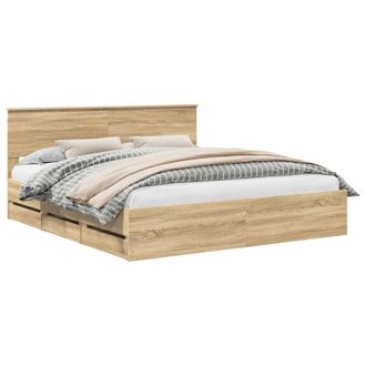 vidaXL Estructura De Cama Roble Sonoma 200 X 200 Cm Madera Ingenieril Vidaxl