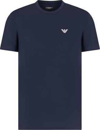 Emporio Armani Katoenen T-shirt met Voorkant Logo - Heren - T-shirts - Blauw - XL - Katoen - Tops