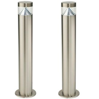 Loops 2 PACK Outdoor Garden Bollard Light Steel Pyramid Cool White LED Lamp Post IP44