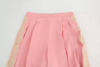 Dolce & Gabbana Pink Lace Trimmed Silk Satin Wide Legs Womens Pants (Pre-Owned)