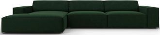 BLOOMINGLOFT 4-Sitzer Design Ecksofa Jodie mit Chaiselongue links - Samtbezug