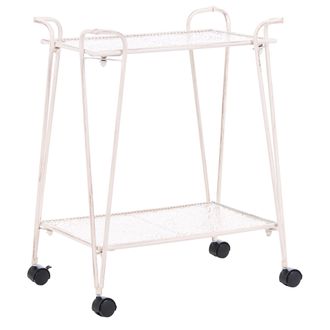 Beliani Estanter&iacute;a De Metal Para Ba&ntilde;o Carrito Con Ruedas De Dos Niveles Blanco Yumbilla