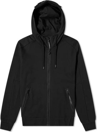 C.P. Company Diagonal Raised Fleece Goggle Zip Hoodie - Heren - Vesten met rits - Zwart - M - Katoen - Hoodies & sweatvesten