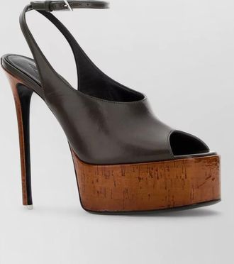The Attico ornella leather slingback platform peep toe pumps