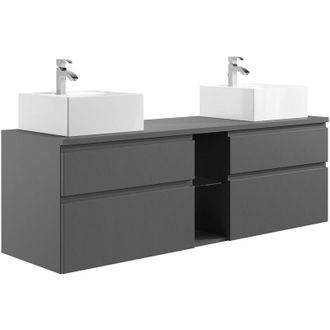 Vente-Unique Vente-unique - Mobile per bagno sospeso con doppio lavabo 150 cm Grigio - magdalena ii