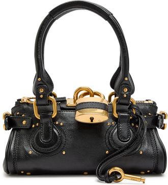 Chlo&eacute; Paddington Padlock Grained Leather Shoulder bag - Black - One Size