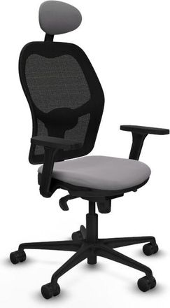 Piqueras y Crespo Piqueras Y Crespo - Jorquera Sincro Malla Negra Similpiel Gris Brazos 3d Base Nailon Cabecero Fijo Ruedas 65mm Nailon