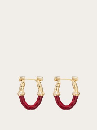 Ferragamo Donna Orecchini a cerchio con lacca (S) Rosso
