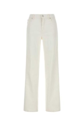 7 For All Mankind White Stretch Denim Stovepipe Jeans