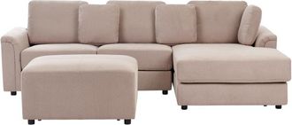 Beliani Beliani - Sof&aacute; Esquinero Moderno Con Otomana Tela Gris Pardo Izquierdo Kohlo