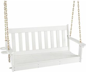 Costway 2-Person Porch Hanging Swing Chair Loveseat Garden Swing Bench Adjustable Chains