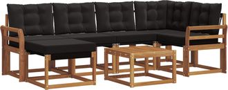 vidaXL Conjunto De Sof&aacute;s De Exterior 7 Uds. Natural Y Negro Vidaxl