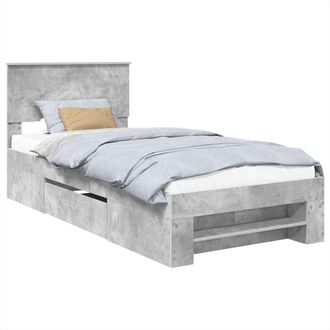 vidaXL Estructura De Cama Con Cabecera Gris Concreto 100 X 200 M Vidaxl