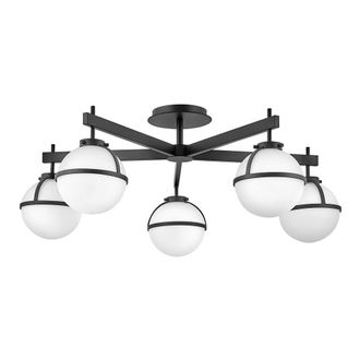 Netlighting Hollis 5 Light Multi Arm Semi Flush Ceiling Lamp Black IP44