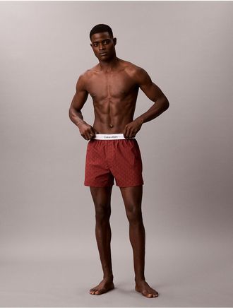 Calvin Klein Mens Cotton Poplin Boxer - Red - XL