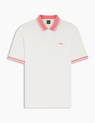 HUGO BOSS Mens BOSS Orange Pe Blocks Polo Shirt 106 Natural - White - Size: 40