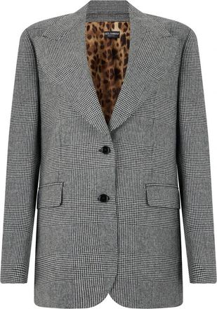 Dolce & Gabbana Prince of Wales Single-breasted Blazer - Dames - Blazers - Grijs - S - Wol - Jassen