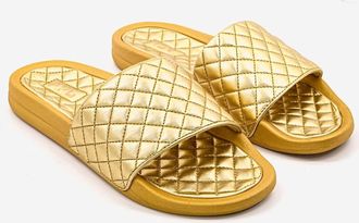 Athletic Propulsion Labs Womens Lusso Slide Sandal In Metallic Gold