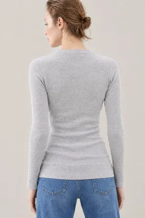 Brunello Cucinelli Wool Ribbed Crewneck Sweater - Gray